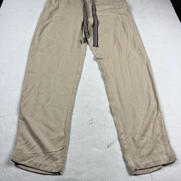 MNG Mango Basics Womens Drawstring Ankle Pants Beige Pull On Pockets Casual XS - Picture 2 of 12